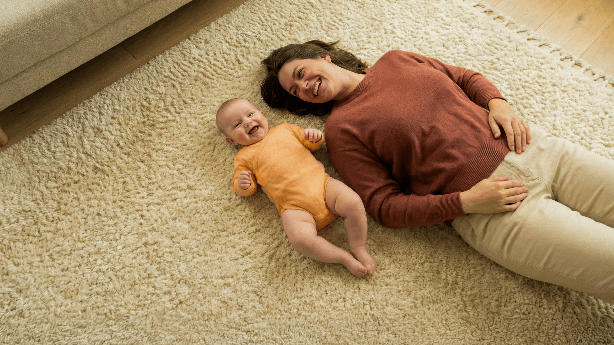 Parent and baby spending time together at home